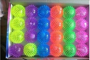 24 PCSBOX Kids Glowing Ball Toy Led Light Up Blinking Soft Prickly Massage Ball Elasticity Fun Children Squeeze Anti Stress ZZ
