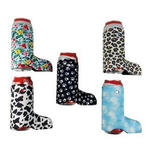 Cute Shoe Boot Shape Neoprene Can Cooler 12oz Print Isolato Slim Can Birra Koozies Beverage Cup Holders Drinkware Kitchen Bar Accessorio