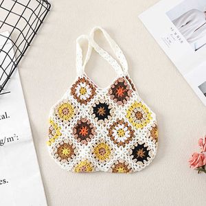 Shoulder Bags Hand Crochet Knitting Wool Wrist Bag Leisure Travel Hollow Out 230731