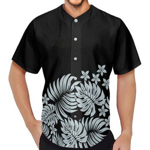 Мужские поло в черная дышащая бейсбольная рубашка Hawaii Lummer Style Mens Palm Leaf Print T Roomts Fashion Sports Короткие рукава 230731