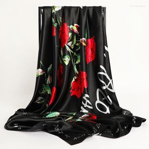 Sciarpe Moda per donna Scialle Stampa Raso di seta Hijab Sciarpa Bandana femminile 90cm Scialli quadrati Sciarpe Donna
