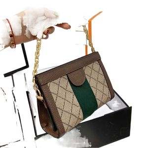 10a Top Designers Kvinnor Väskor äkta läder Ophidia Shoulder Bag Kvinnor Crossbody Chain Purse Flower Handväskor Plånbok med låda