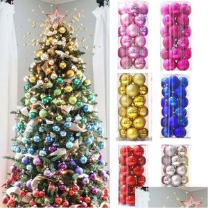 Decorações de Natal 24 Pçs 3Cm 4Cm Enfeites de Bola Árvore de Natal Bolas Penduradas para Festa de Natal Decoração de Casa Drop Delivery Jardim Fe Otdfv