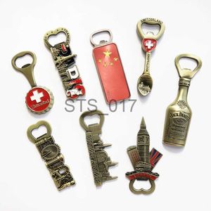 Kylmagneter Kylmagnet Magnet Metal Sticker Creative Retro London Hong Kong Swiss Beer Bottle Opener Kylmagnet X0731