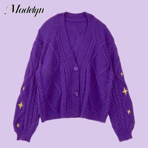 Women's Knits Tees Limited Edition Purple Cardigan Women Winter Star Embroidered Sweater Tay Lor Knitted Cardigans S Vintage Now Y2K Sweaters 230729