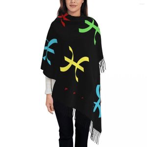 Cachecóis Personalizados Estampados Coloridos Amazigh Berber Tifinagh Cachecol Masculino Feminino Inverno Quente Kabyle Imazighen Xaile Wrap