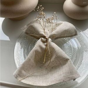 Table Napkin 4PCS Cotton Linen Napkins Restaurant Wedding Dinner Solid Color Cloth Blending Flax Classical Custom Home Kitchen