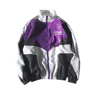 Mens Ceketler Kore tarzı şık harfler rahat, fit rüzgar kırıcı dış giyim spor ceketi renk bloğu parti 230731