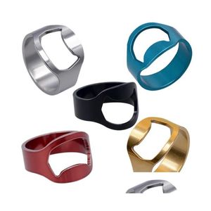 Openers Ring-Shape Bottle Beer Cap Opening 22Mm Mini Opener Stainless Steel Finger Ring Kitchen Gadgets Bar Tools Drop Delivery Home G Dhap0