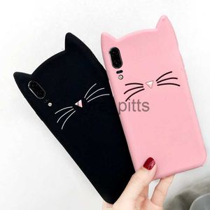 Cell Phone Cases Cute Moustache Cat Silicone Case For Huawei P30 Lite Y5 2017 Y6 Prime 2018 Y7 2019 3D Cartoon Soft Back Cover Mobile Phone Bags x0731