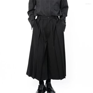 Men's Pants Wide Leg Trousers Pleated Dark Flared Super Loose