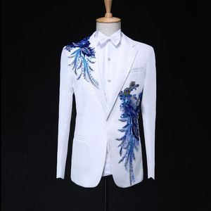 Mariage Groom paljetter kostym Mens bröllopsdräkter för män blazer pojkar prom mode smal maskulino senaste kappa pant designer mäns 285 g