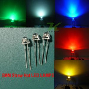 5 Färg 1000pcs Lot 5mm Straw Hat Diode White Red Blue Green Yellow Light LEDS Kit LED Light2092