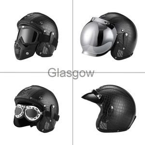 Motorcykelhjälmar WWII German Style Retro Open Face Hjälm Motorcykel Summer Ridning Dirt Bike Hjälm Chopper Bobber Cascos Para Moto Dot Godkänd x0731