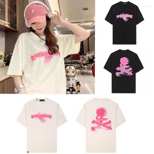T-shirt da uomo di buona qualità Pink Puff Print Mastermind FashionUomini e donne dello stesso tipo T-shirt con teschi oversize T-shirt