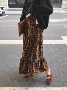 Spódnice Leopard Streetwear Maxi spódnica kobieta pasek A-linia A-line vintage klasyczne kase 2023 Summer Fashion Graphic Falda Chic