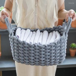 Storage Baskets Linen Rectangle Basket Handmade Clothes Laundry Natural Fabric Baby Toys Desktop Small Organizer Box