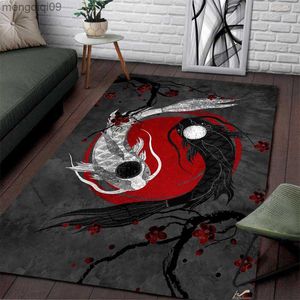 Carpets Black and white cat decorative floor mat carpet living room children's bedroom bedside non-slip floor mat kitchen bathroom R230731