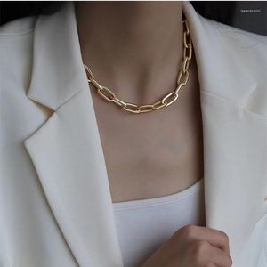 Chains Gold Color Stainless Steel Choker Necklace Women Hip-hop Punk Short Box Link Neck For Jewelry