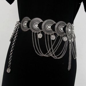 Pasy Vintage Bohemian Talist Chain Women Curving Metal Link wielowarstwowy Tassel Summer Dress Dance Show Belly