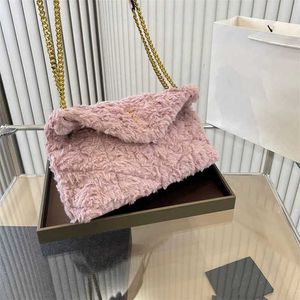 Shopping Bags Ysbag Lambswool Cloud Bag Winter Plush Tote Women Designer Gold Chain Underarm Handbag Crossbody Purse 221019