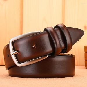 Belts Men Famous Casual Fashion Genuine Leather Pin Buckle High Quality Jeans Belt Brown For DT015