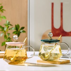 Copos de vinho em forma de diamante copo de água bonito 400ml lindo resistente ao calor flor chá escritório