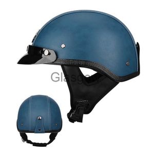 Hełmy motocyklowe JYT Vintage niemiecki styl Half Face Motorcycle Hełm Mężczyźni Mężczyźni Retro PU skórzane skuter jazda Jet Jet Cascos Para Moto x0731