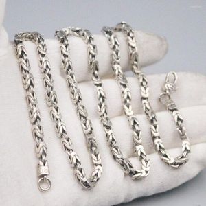 Chains Pure 925 Sterling Silver 4mm Byzantine Link Chain Necklace 23.6inch L