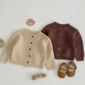 Jackets 0 3Yrs Infant Baby Girl Knitting Cardigan Toddler Girls Sweater Coat Autumn Spring Korean Style Long Sleeve 230731