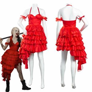 The Suicide Squad2021 Harley Quinn Cosplay Costume Assion Red Dress Outfit2950