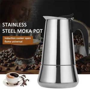 Rostfritt stål italiensk toppmoka espresso cafeteira expresso percolator 2 4 6 9 12 koppar spovetop kaffebryggare moka potten kök 210223e