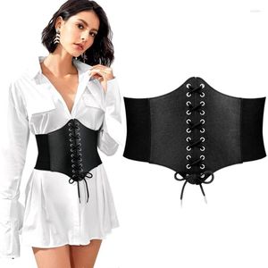 Cinture Cintura larga in pelle PU elastica per donna Lady vita alta fasciatura fasciatura sottile camicia elegante cinturino decorativo fascia da smoking