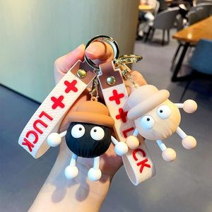 Söt anime nyckelchain charm nyckelring fob hänge härlig skrämmande chihuahua svart cinderella dollpar par studenter personlig kreativ valentins dag gåva dhl