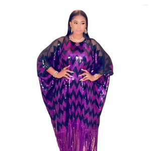 Vestuário étnico Moda Luxo Lantejoulas Vestido Bubu Bigode Tecido Personalizado