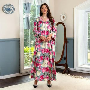 Ethnic Clothing Fashion Tulip Print Dress In 2023 Middle East Muslim Robe Abaya Sweet Temperament Women Long Dresses