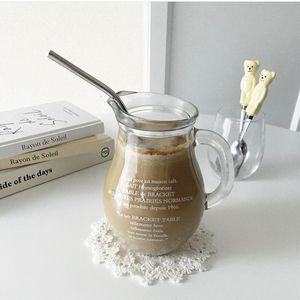 Bicchieri da vino 500ml Novità Lettera Tazza di vetro Tazza da caffè con manico Coppia di tazze per colazione Latte Tè Succo Bicchieri freddi Birra P ogragh 230729