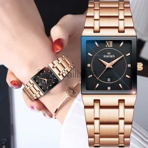 Outros relógios S Top Brand Luxury Gold Ladies Dress Simple Women Watches Fashion Square Quartz Watch Womens Business Water Wrist Watch J230728