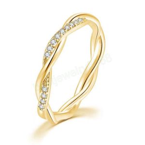 Klassiska kubiska zirkoniumringar för kvinnor Rose Gold Color Wedding Jewelry Engagement Ring Femme Crystal Twist Rings