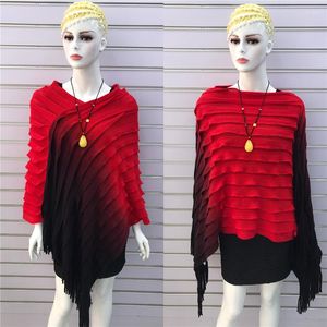 Cachecóis Primavera e Outono Senhoras Soltos Irregulares com Borla Capa Xale de Malha Batwing Camisa Suéter Oversized