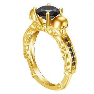 Coleção de alianças de casamento GoldSilverrose Gold 3 cores Black Crystal Finger Women Ring Jewelry Drop