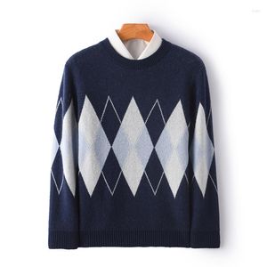 Men's Sweaters Wool Round Neck Thickened Knitting Jumper Pullover Sweater Color Contrast Casual Autumn Winter