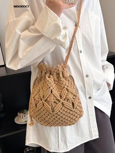 Evening Bags Cute Luxury Designer Brand Straw Woven Shoulder Crossbody Bucket Bag 2023 Fashion Casual Summer Travel Beach Women Trendy 230731