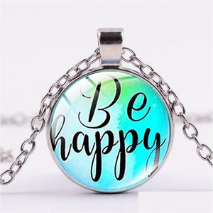 Pendant Necklaces Be Brave Happy Color Collision Po Necklace Inspirational Word Quote Charm Lovely Crystal For Birthday Gift Drop Deli Dhl8N