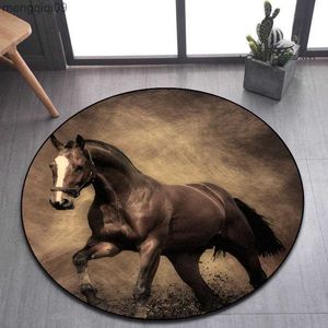 Tapetes Pentium's Stallion Series Tapete redondo estilo boêmio Hippie tapete decorativo antiderrapante quarto sala de estar decoração de casa R230731