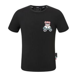 Pleinxplein PP Herren T-Shirts Original Design Sommerhemd Plein T-Shirt PP Baumwolle Strass Totenköpfe Muster Hemd Kurzarm 134 schwarze Farbe