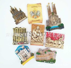 Kühlschrankmagnete, 3D-Kühlschrankmagnete aus Kunstharz, touristisches Souvenir, Lyon, Frankreich, Jerusalem, Deutschland, Türkei, Madrid, Peking, Chinesische Mauer, Kühlschrankaufkleber x0731