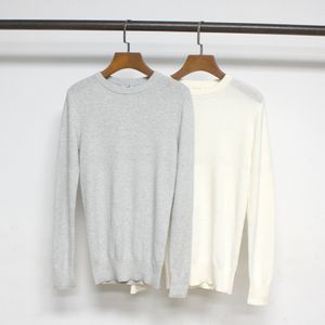 Ny T-Oteme Frost Color Mixed Weave Stripe Långärmning Knit Top Soft Glutinous Elastic Breatble Casual Shirt