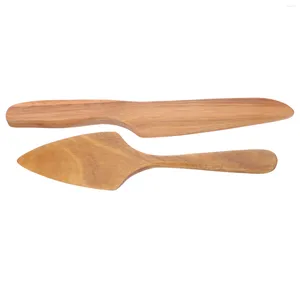 Conjuntos de louças ferramentas de madeira conjunto de facas de madeira pequeno bolo servidor e kit de suprimentos de cortadores para