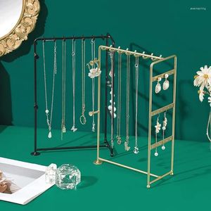 Jewelry Pouches Necklace Earring Metal Display Stands Gold And Black Ring Storage Organizers Racks Holders Retail Stores Decor